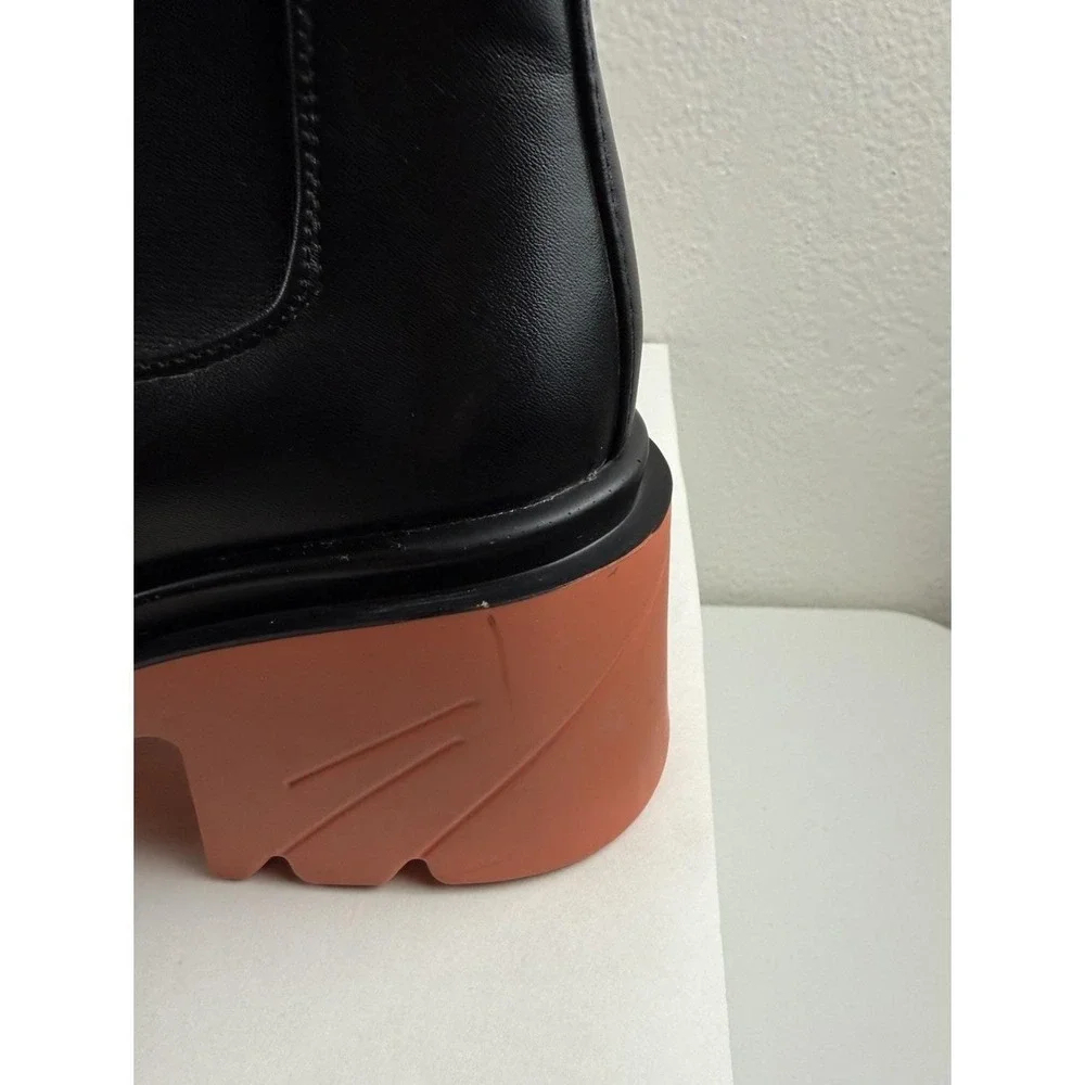 Vivianly Black Chelsea Boot Lug Sole Platform Chunky Heel Slip On Boot Sz 38/7.5